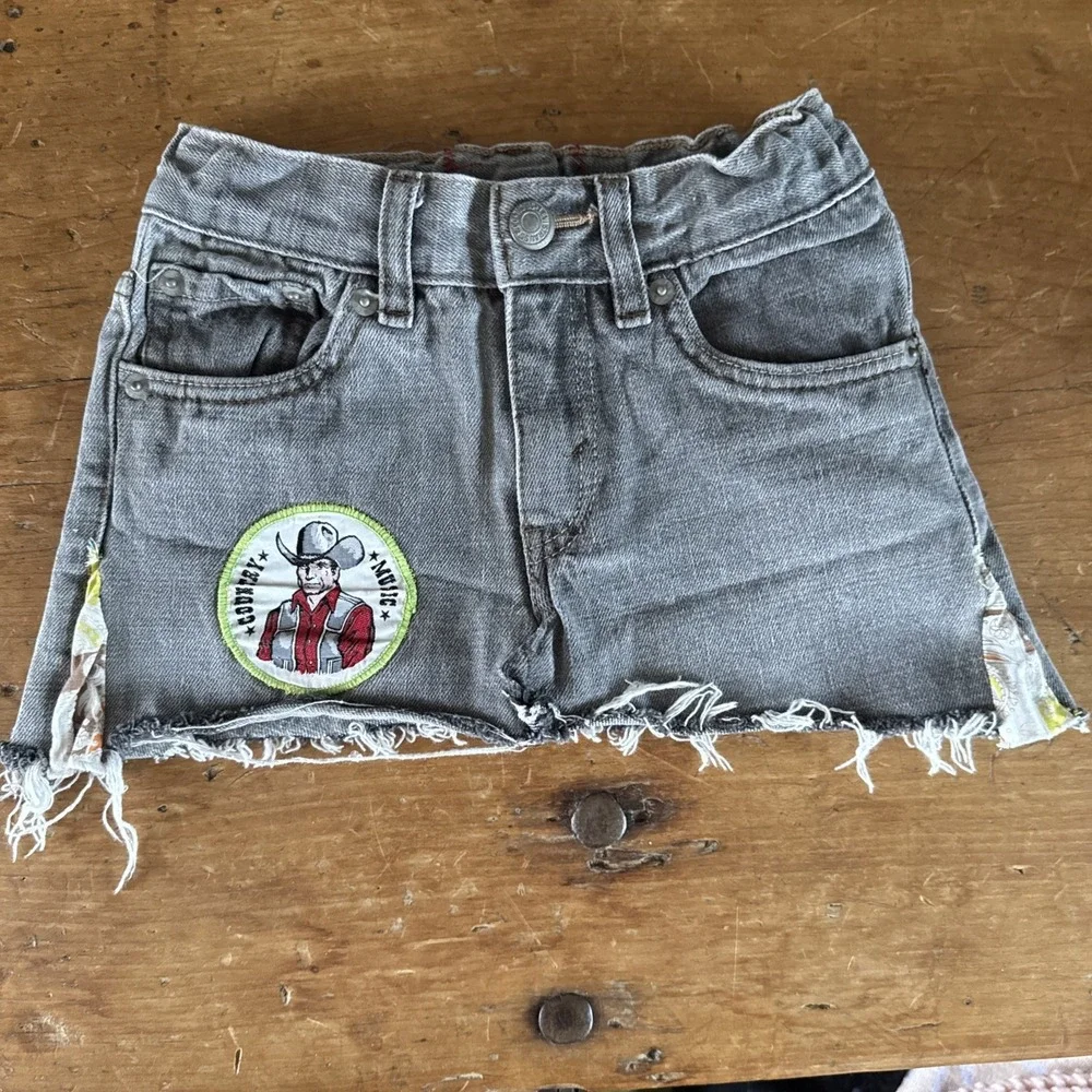 Kids Vintage Levi's‎ Altered Mini Skirt Country Music Cowboy Cowgirl Denim OOAK